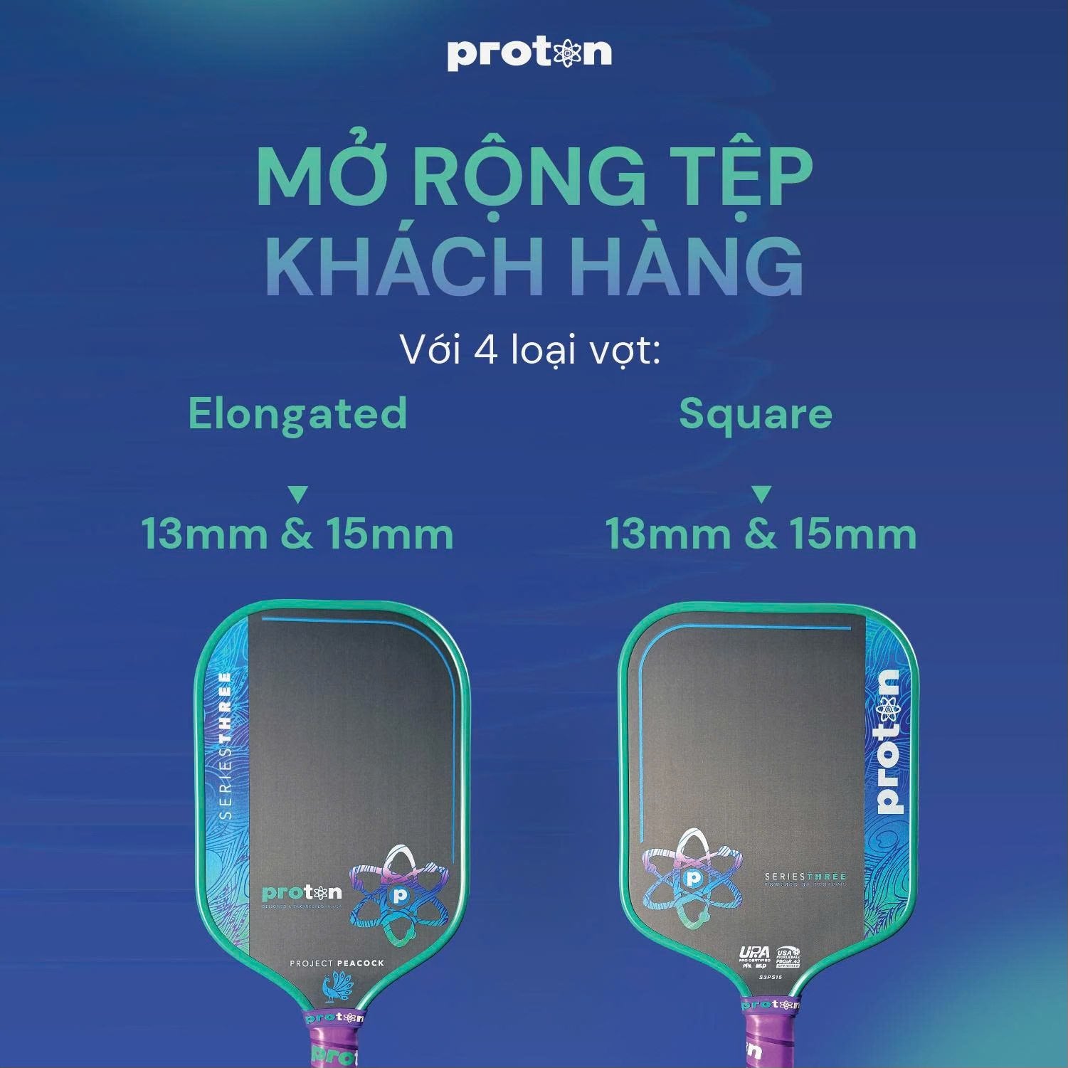 Vợt Proton Series Three Pickleball Paddle - Project Peacock